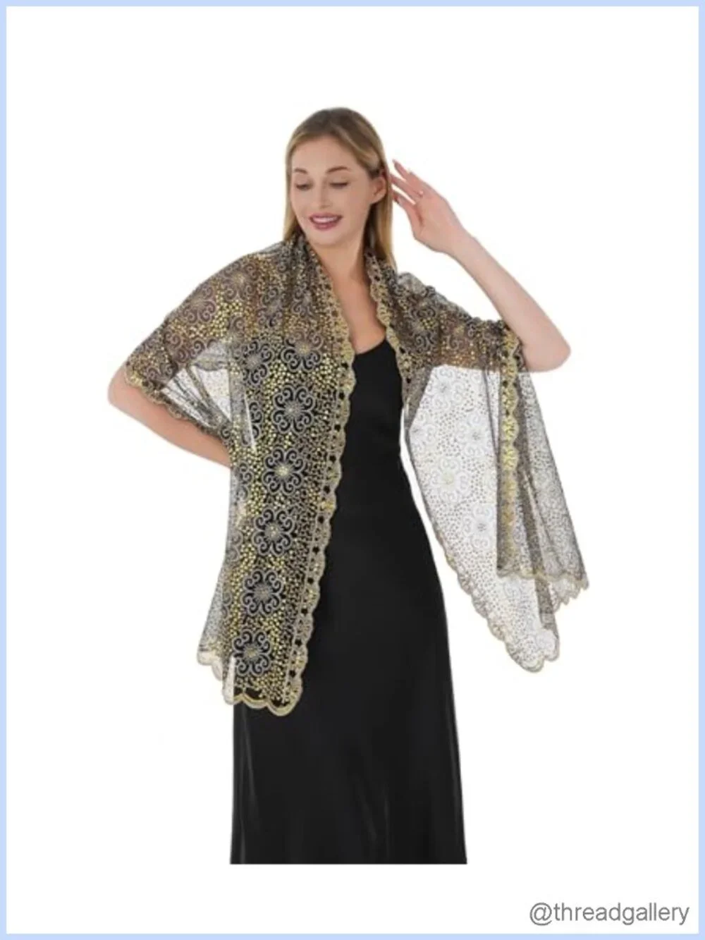 Sequin Chiffon Evening Shawl Wrap with Fringe, Formal Wedding Cover